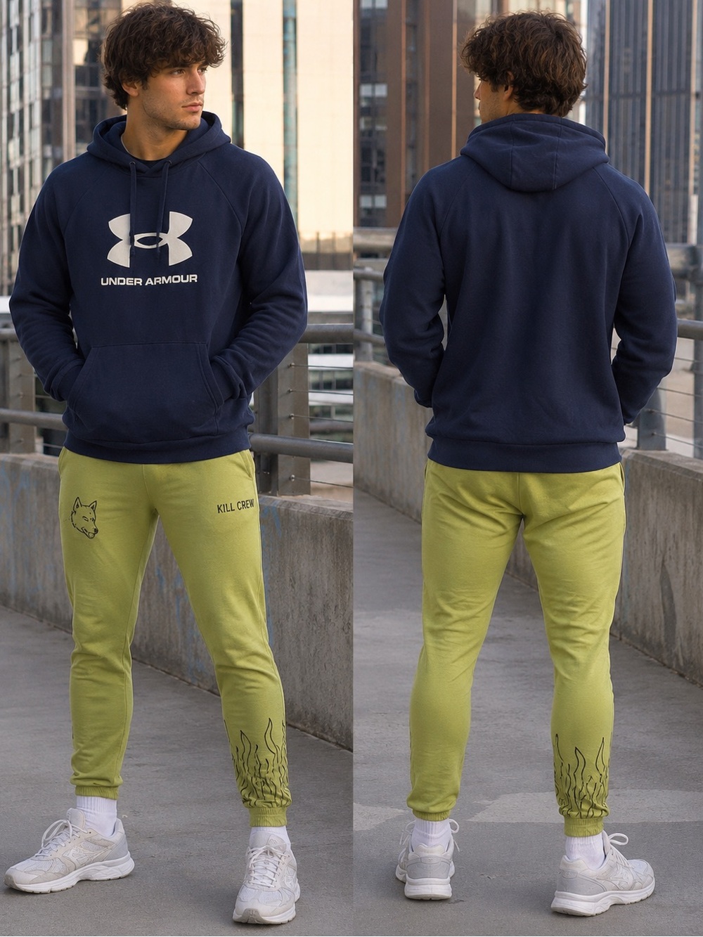 Under Armour Navy Pullover Hoodie with White Logo